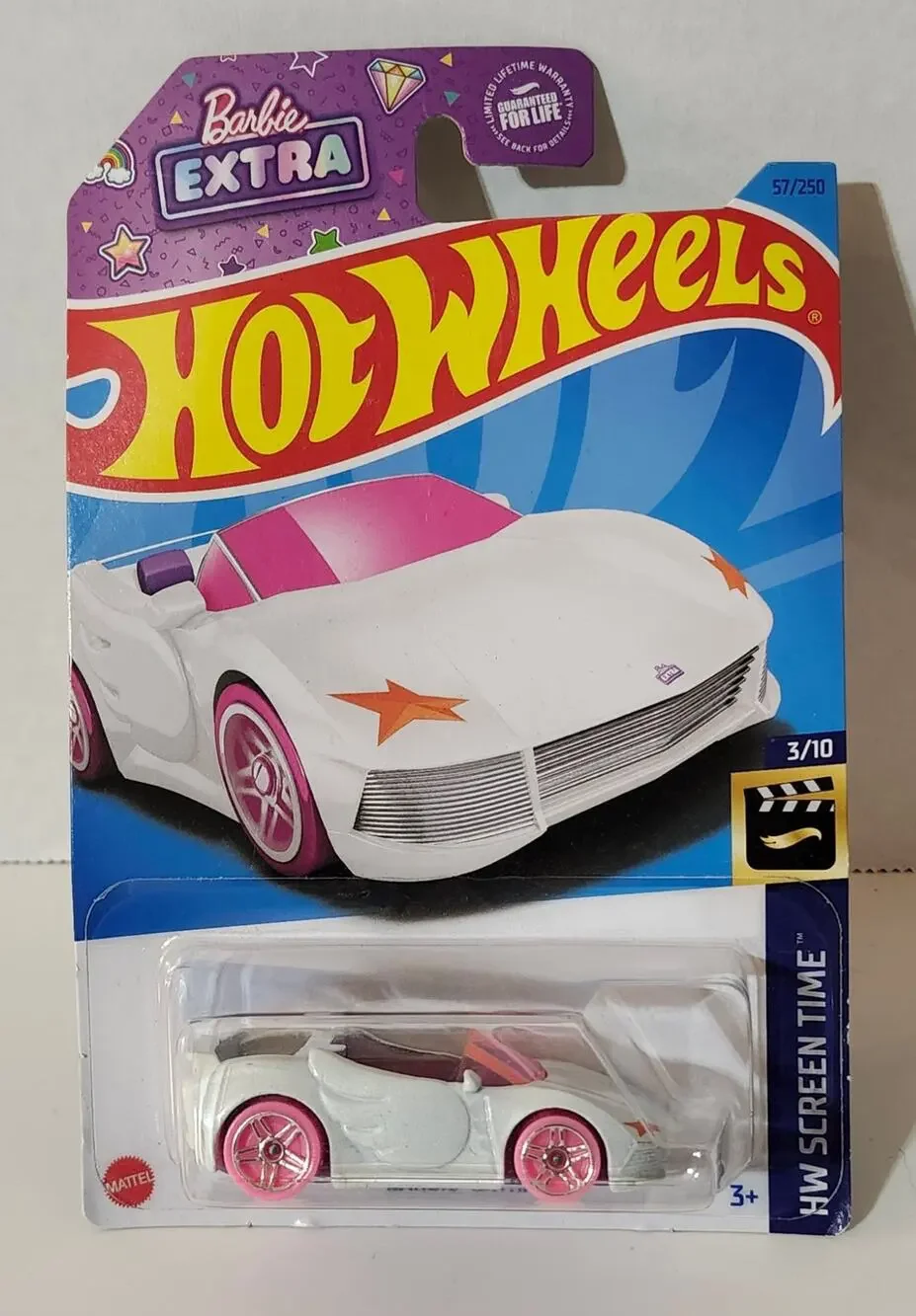 Hot Wheels Barbie Extra Car White Pink HW Screen Time 3/10 Sealed